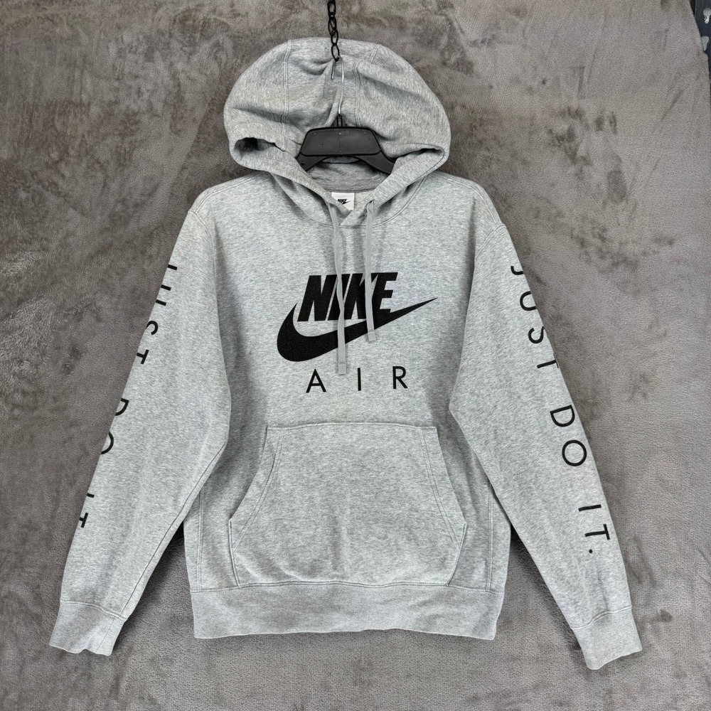 Nike Air Just Do It Hoodie Mens Small Heather Grey Graphic Pullover CT3274-063